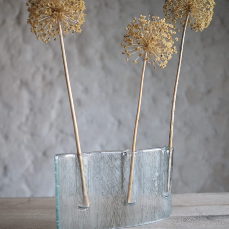 Falisty wazon szklany IZERY przeźroczysty wzorek