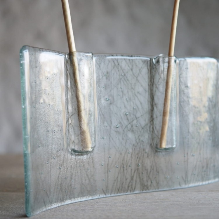 Falisty wazon szklany IZERY przeźroczysty wzorek