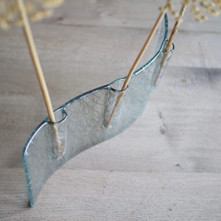 Falisty wazon szklany IZERY przeźroczysty wzorek